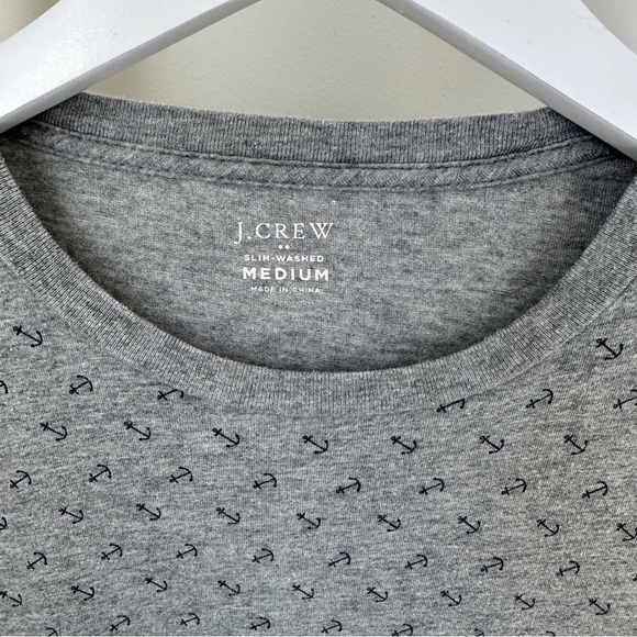 J. Crew Gray & Navy Short Sleeve Tee with Geometric Nautical Pattern Size Medium - Picture 6 of 9